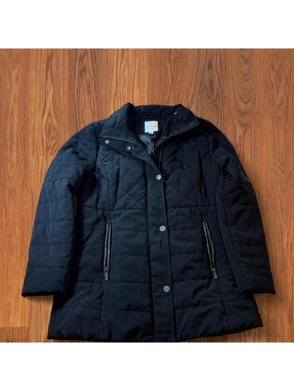 Croft And Barrow Black Jacket Hooded Winter Coat Outerwear Full Zip